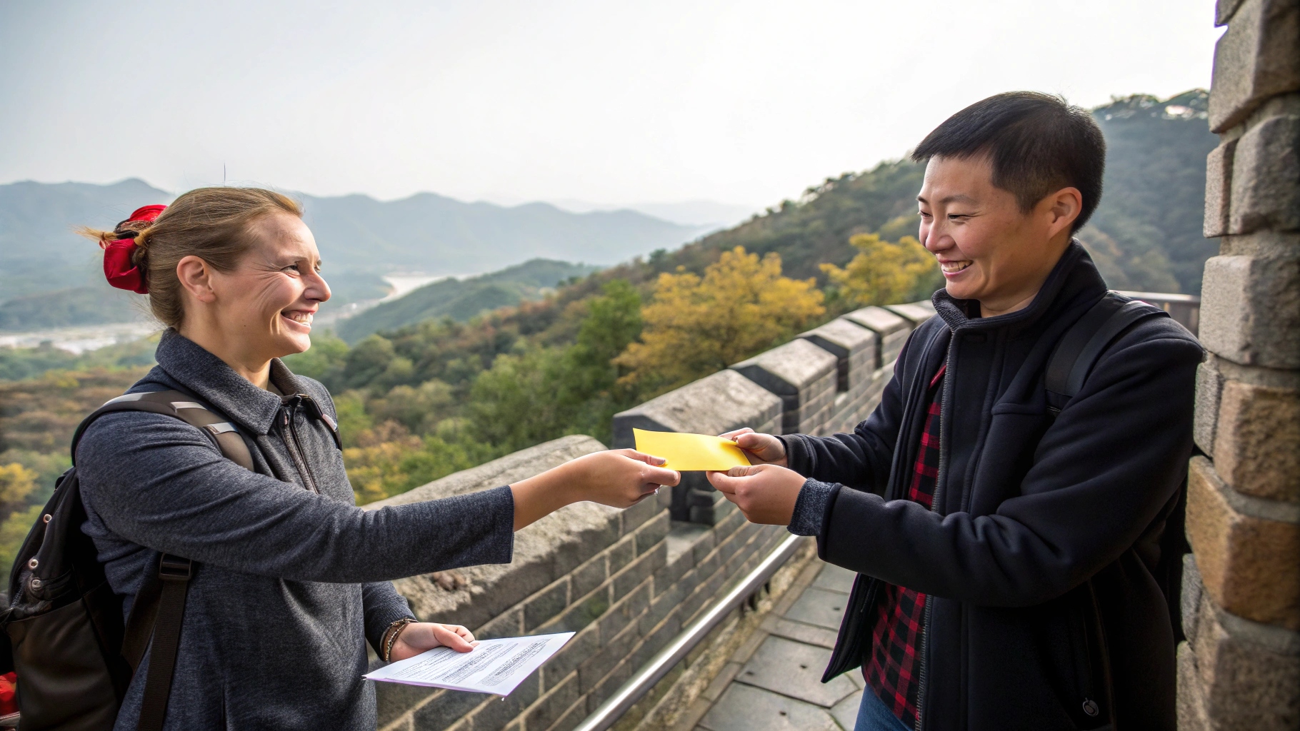 handing an envelope with a tip